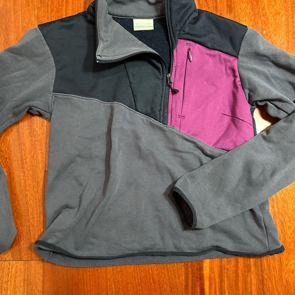Womens Columbia Lodge Hybrid Fleece Jacket S Colorblock XS Navy Purple - Picture 5 of 11